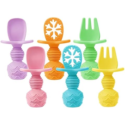 PandaEar Silicone Toddler Feeding Spoons and Forks Cover