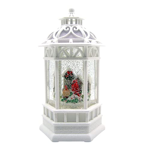 10.5" White and Red LED Swirl Cardinal Gazebo Christmas Tabletop