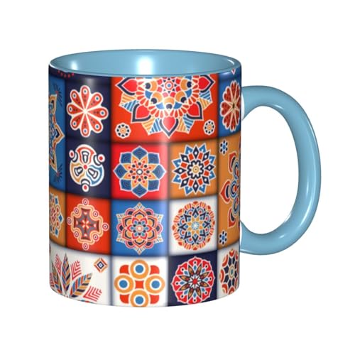 マグカップ エスニック柄 マンダラ柄 曼荼羅 コーヒーカップ 330ml 陶器 食器 おしゃれ 男女兼用 ミルクコップ コーヒー ティー オフィス 家庭用 誕生日 贈り物