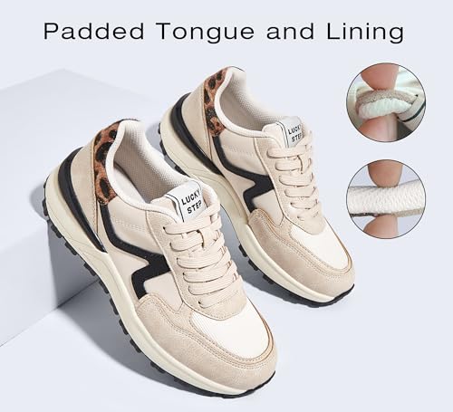 LUCKY STEP Women's Retro Fashion Casual Sneakers Platform Classic Trendy Trainning Anti-Slip Tennis Travel Walking Shoes3