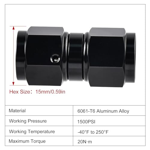 Image of EVIL ENERGY 4AN Female to 4AN Female Straight Swivel Coupler Union Fitting Adapter Aluminum Black