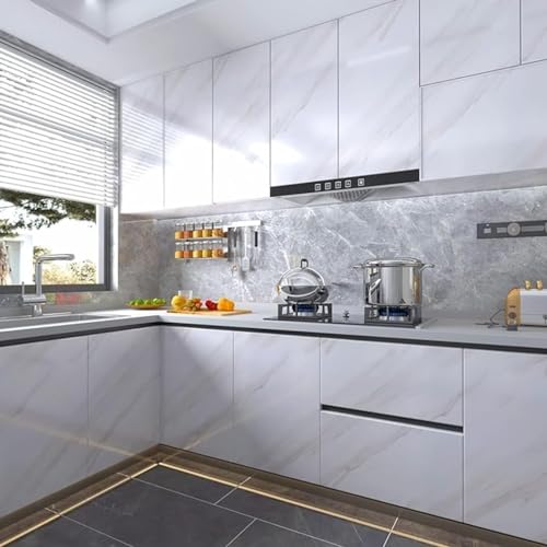 Image of VOLITO V-white pata Marble Wallpaper, 60x200cm, Self-Adhesive, Waterproof & Oil Proof, Multi-purpose