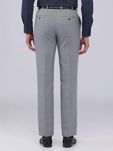 Image of Park Avenue Men Regular Fit Stripe Pattern Poly Viscose Blend Flat Front Formal Trouser