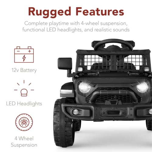 Image of Best Choice Products 12V Kids Ride On Truck Car w /Remote Control, Electric Ride On Car for Toddlers 3-5, Battery Powered Ride On Toy w /LED Lights, 4-Wheel Suspension, Safety Harness - Jet Black