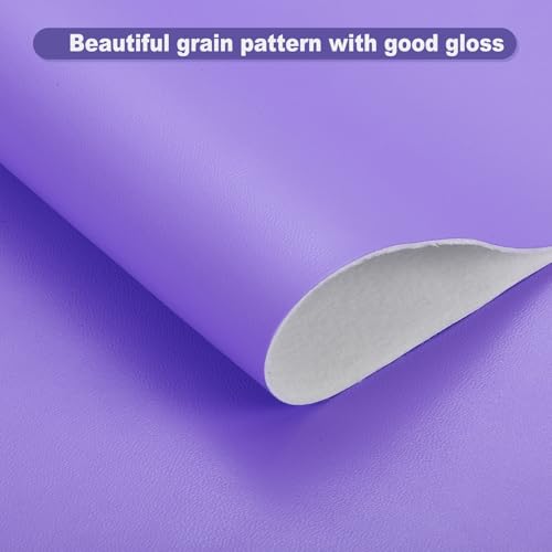 QUARKZMAN PU Kunstlederstoff Nappa Prägung 1 Yard Länge 54x36x0.04 Weiches Synthetisches Leder Material Blätter 1mm Dick Für Taschen DIY Bastelarbeiten Lila