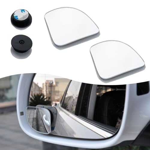 gunroil 2 Pack Car Rear Mirror Kit, Fan Shaped Design, Frameless Wide Angle Vehicle Blind Spot Mirror, HD Convex Glass, Universal Adjustable Automotive Reversing Assist Mirror Accessories (Silver)