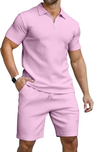 KUYIGO Men's Polo Shirt and Shorts Set Summer Outfits Fashion Casual Short Sleeve Suit for Men 2 Piece Tracksuit