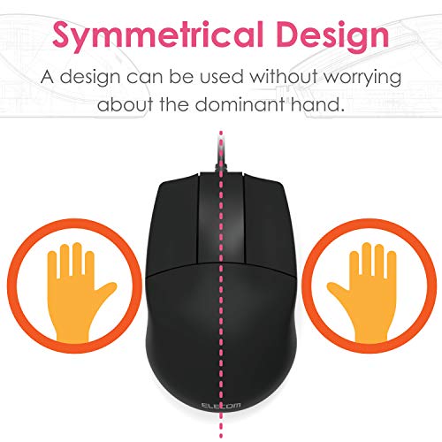 Elecom -Japan Brand- Wired Connection, Basic 3D-Cad Mouse, No Scroll Wheel, 3 Button Computer Mouse With Smooth Optical Tracking, Blue Led, 600/1200 Dpi, For Windows / Mac (M-Cad01Ubbk) #TOP2