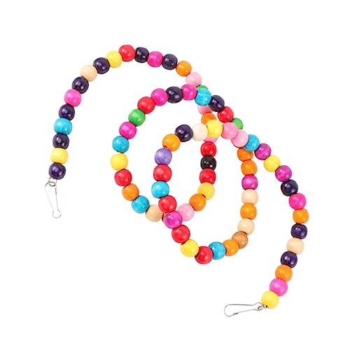 HOLIDYOYO Wood Beads Parrot Ladder Rainbow Swing Exercise Climbing for Birds Fun for All Cage Interactive Beaded Design