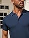 COOFANDY Men's Knit Polo Shirts Short Sleeve Textured Golf Shirt Fashion Casual Collared Pullover T-Shirts Navy Blue