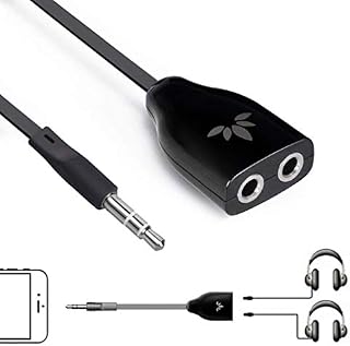 Avantree TR302 Dual Headphone Splitter, 3.5mm AUX Audio Stereo Adapter Earphone Jack, Compatible with iPhone Samsung Smartphones MP3 Players - Black