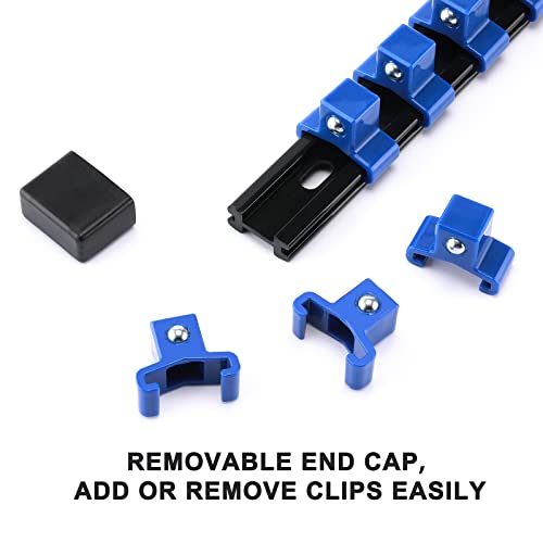 Casoman 6 Pieces 1/2" Drive Socket Organizer Rails, Sae And Metric Socket Holder Rail, Red & Blue Premium Quality Socket Holder, Mountable Sliding Tray Rack Tool Rail Holder, For 1/2-Inch Socket Only #TOP3