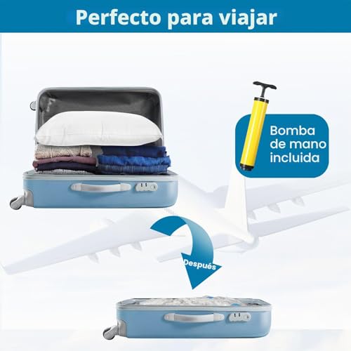 Miniatura 7 de Diboniur Bolsas Vacio Ropa, 5 Piezas 80 X 60 Cm Almacenamiento Ropa Reutilizable, Bomba Vacio Bolsas Para Ropa Edredón Almohada Manta