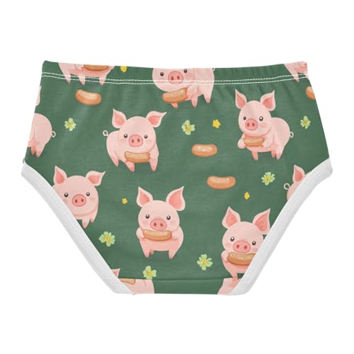 Wusikd Cartoon Piglets Girls' Underwear Cotton Cute Girls Briefs Soft Toddler Underwear 2T2