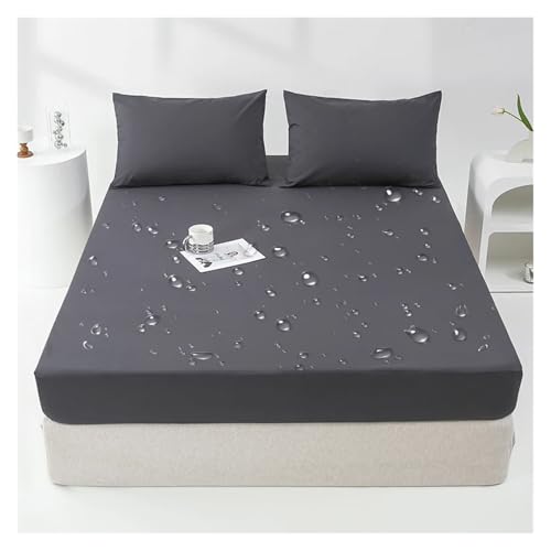 Fundas de colchón Impermeables, Protector de Cama Ajustable, sábanas Ajustables con Banda elástica, Individual y Doble para el Dormitorio, el colchón(Dark Gray,60x80x12 Inch)