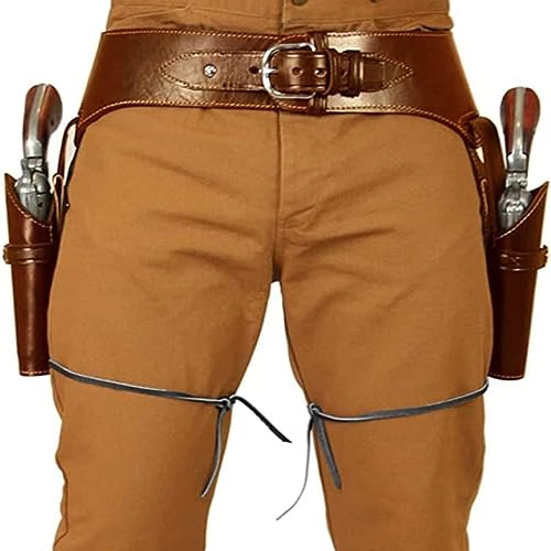 Fiesta de revólver de Doble Pistola de Cuero PU Vintage, Old Wild West West Cowboy Gunfighter Pistol Pistolas para Hombres, Rojo