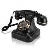Gugxiom Teléfono Fijo Giratorio Retro, Teléfono Giratorio Vintage con Timbre Mecánico, Teléfono con Cable Antiguo, para...