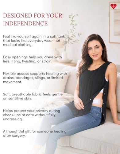 Image of Inspired Comforts Post Surgery Mastectomy Recovery Tank Top with Drain Pocket & Snap-Access