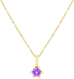 Collar de Punto de Luz - Color Oro Amarillo, Zircón Lila
