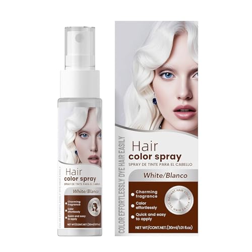Spray para el cabello, tinte temporal azul, tinte de pelo de color, color azul líquido, color S-spray lavable y seguro (blanco)