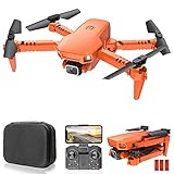 GoolRC X1 RC Drone with Camera for Adults, 4K UHD Dual Camera FPV Drone, Foldable RC Quadcopter with 3D Flips, Headless Mode, Altitude Hold, Trajectory Flight, Storage Bag and 3 Batteries (Orange)