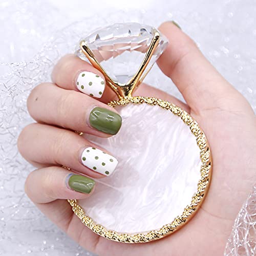 AKOAK 1 Pack Shell Diamond Nail Art Display Rack Golden Edge Palette Nail Polish Gel Display Photo Props Nail Painting Tools (Golden Border, White Round)