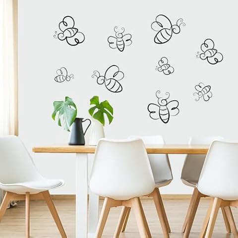 PLIGREAT Black Bees Removable Wall Stickers Cover