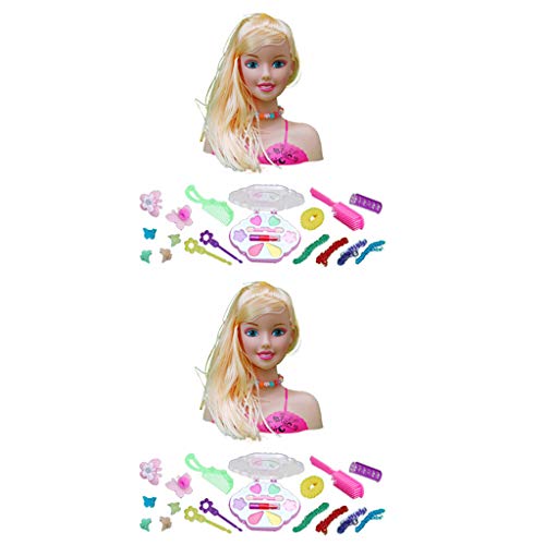 2Sets Dolls Makeup Styling Head Playset Kids Cosmetic Preschool Accessory