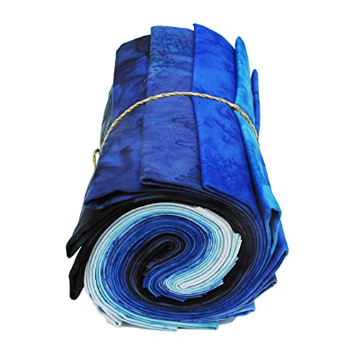 Hoffman Fabrics Hoffman Batik 1895 Watercolor Fat Quarter Bundle 12pcs, Blue