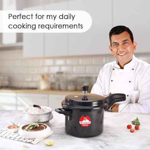 Image of Wonderchef Taurus Hard Anodized Outer Lid Pressure cooker, 5 liter, Cool Touch Handles for Durability, Induction Friendly, Black, 5 year warranty, ISI Certified