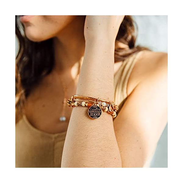 Alex-and-Ani-Words-are-Powerful-Everything-Happens-for-A-Reason-Bangle-Bracelet Alex and Ani Mantras + Inspirational Expandable Bangle for Women, Everything Happens for a Reason Charm, Shiny Rose Gold Finish, 2 to 3.5 in