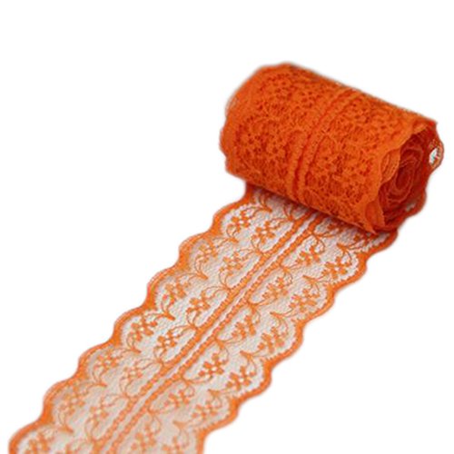 kentop Punta cinta Vintage de encaje Punta banda encaje para DIY Artesanía y boda Decoración, encaje, naranja oscuro, 10m*4.5cm Cover