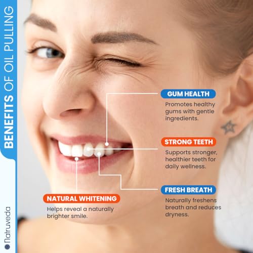 Image of Natruveda Coconut Oil Pulling Mouthwash - Natural Whitening Ayurvedic Rinse | Fresh Mint Blend | Coconut Oil Pulling for Teeth & Gums | Whyte Oil Pulling | Aceite de Coco para Los Dientes -10 oz