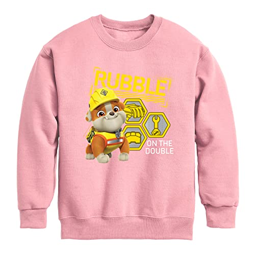 HYBRID APPAREL - Paw Patrol - Rubble & Crew - Rubble On the Double - Toddler & Youth Crewneck Fleece Sweatshirt - Size Small Mauve