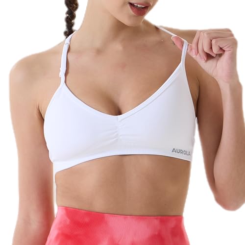 Image of AUROLA Mercury Workout Sports Bras Women Athletic Removable Padded Backless Strapy Minimal Crop Top