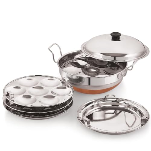 Stainless Steel Idli Cooker Multi Kadai Steamer with Copper Botto...