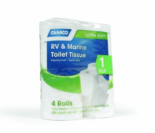 Image of Camco Marine & RV Toilet Paper, 1-Ply Quick Dissolve RV & Marine Septic Safe Bath Tissue - Dye & Fragrance Free - 280 Sheets Per Roll (40275), (Pack of 40)