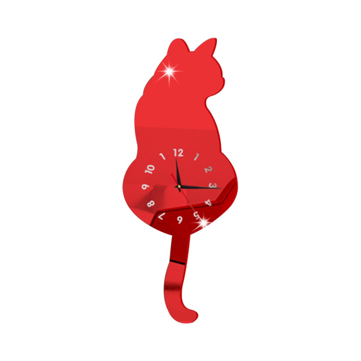 Horloge murale chat acrylique rouge mécanisme silencieux haute précision