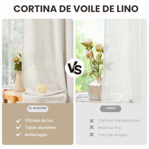 Cortinas largas de lino premium en tono beige para salones modernos 7