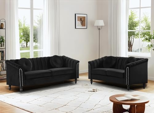 Anthato Chesterfield Sofa Set, 2 Piece Living Room Couch Set,