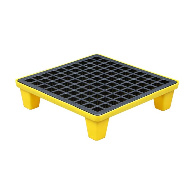 Generico Piattaforma Anti-sversamento impilabile per fusti di Petrolio e secchi di Vernice, Vassoio di contenimento Industriale con Scarico, Compatibile con carrelli elevatori, 2 Pezzi (60x60x15 cm)