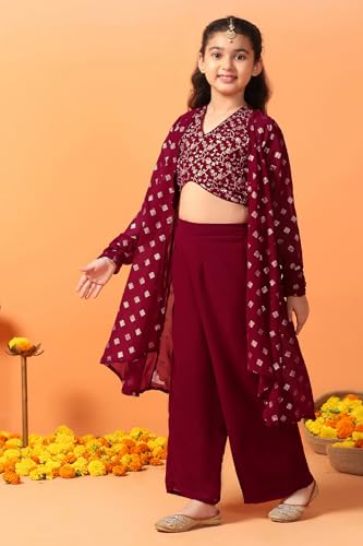 Image of Fashion Dream Girls Georgette Embroidered Palazzo Set|Kids Ethnic Wear|sharara set for girls|Indo Western Set