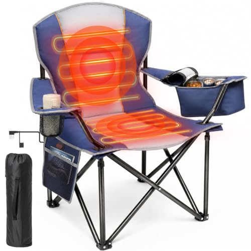 ZENPETIO Silla Plegable de Camping Calefactable 500LBS, 3 Niveles de Calor