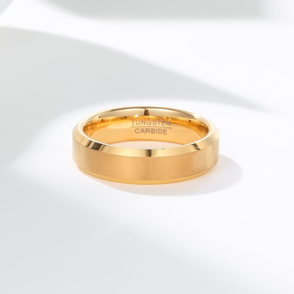 4mm 6mm 8mm Tungsten Carbide Wedding Band Ring For Men Women-Available in Black,Gold and Silver Matte Finish&Polished Beveled Edges Comfort Fit Size 5-12 - Image 4