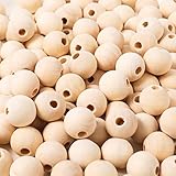 100pcs 20MM Wood Beads Natural Unfinished Round Wooden Loose Beads Wood Spacer Beads for Craft Making Decorations and DIY Crafts (20mm)
