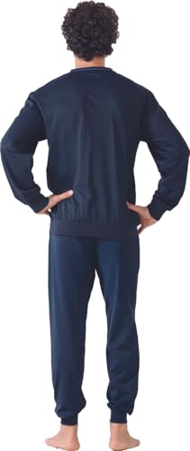 Mens Cuffed Pyjamas Climate Comfort Navy 502