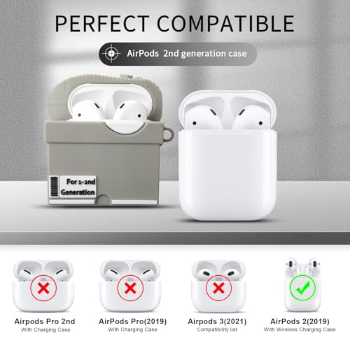Image of [2Pack] Gedicht for Apple Airpods 2nd Generation Case Cover, Cute Cartoon Shoe Box Soft Silicone Protective Cases for AirPods 1&2 Case with Keychain for Women Men, Red+Light Gray