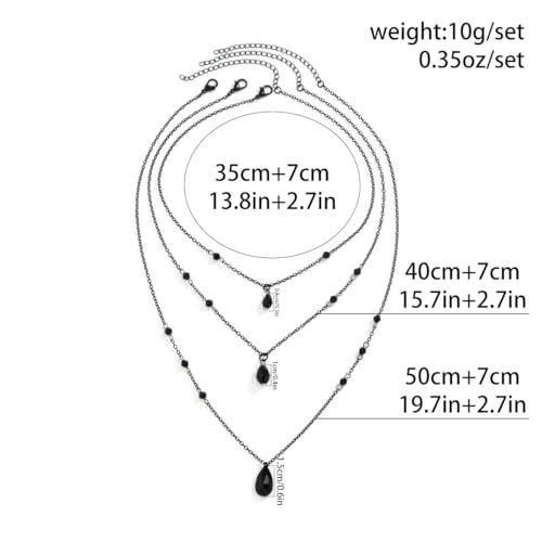 Gothic Y Necklace,Goth Black Red Crystal Bead Teardrop Necklace,Punk Y Necklaces,Halloween Christmas New Year Jewelry for Women4