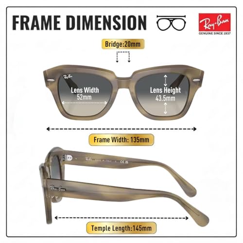 Image of Ray-Ban RB2186 STATE STREET Square Sunglasses with Official Eyewear Kit