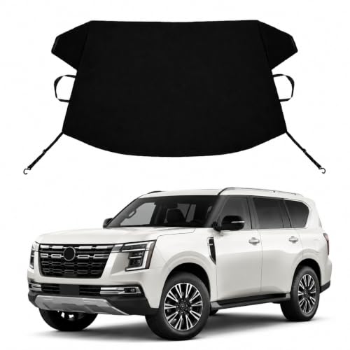 Image of Armada Custom Windshield Cover for Ice and Snow Ni-ssan Armada Heavy Duty 600D Oxford Fabric Windshield Protector Fit Waterproof Frost Snow Cover Winter Car Accessories